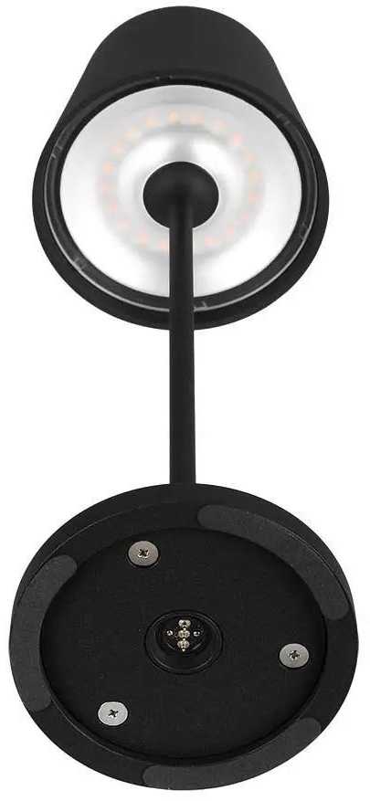 V-tac 1,5W LED įkraunamas stalo šviestuvas, juodas, 3000K, dimeriuojamas, IP54
