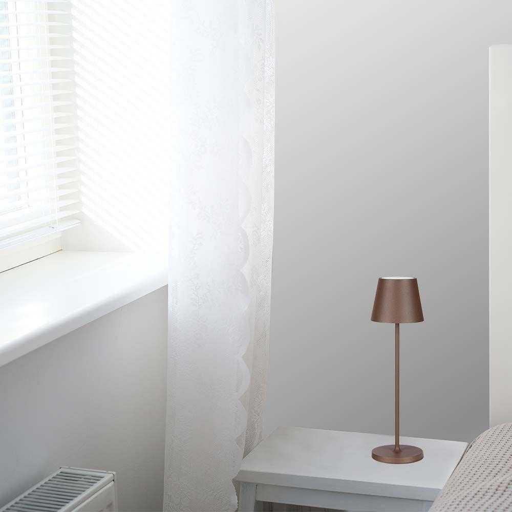 V-tac 1,5W LED įkraunamas stalo šviestuvas, rūdžių sp., 3000K, dimeriuojamas, IP54