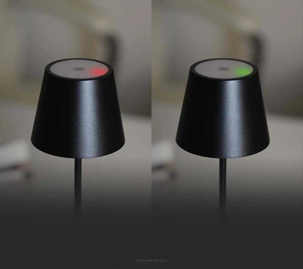 V-tac 1,5W LED įkraunamas stalo šviestuvas, juodas, 3000K, dimeriuojamas, IP54