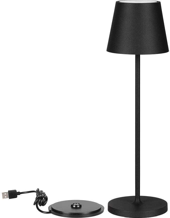 V-tac 1,5W LED įkraunamas stalo šviestuvas, juodas, 3000K, dimeriuojamas, IP54