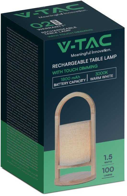 V-tac 1,5W LED įkraunamas stalo šviestuvas, smėlio sp., 3000K, dimeriuojamas