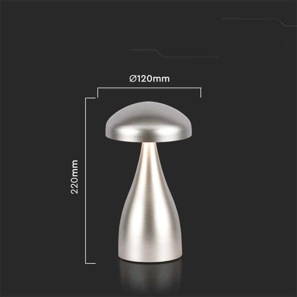 V-tac 1W LED įkraunamas stalinis šviestuvas, šampano sp., 3000/6000K, dimeriuojamas