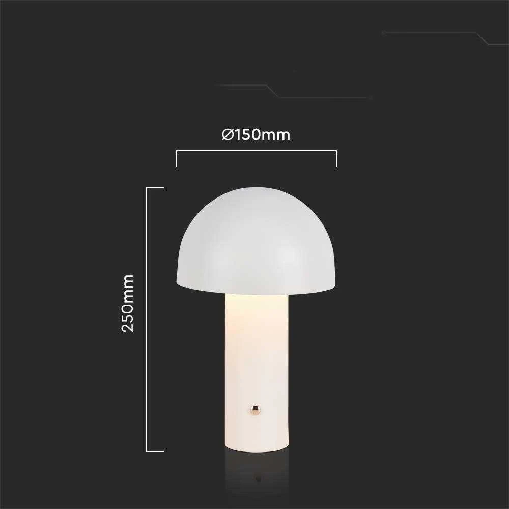 V-tac 3W LED įkraunamas stalinis šviestuvas, baltas, 3000/6000K, dimeriuojamas