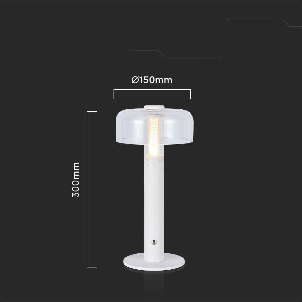 V-tac 1W LED įkraunamas stalinis šviestuvas, baltas, 3000K, dimeriuojamas