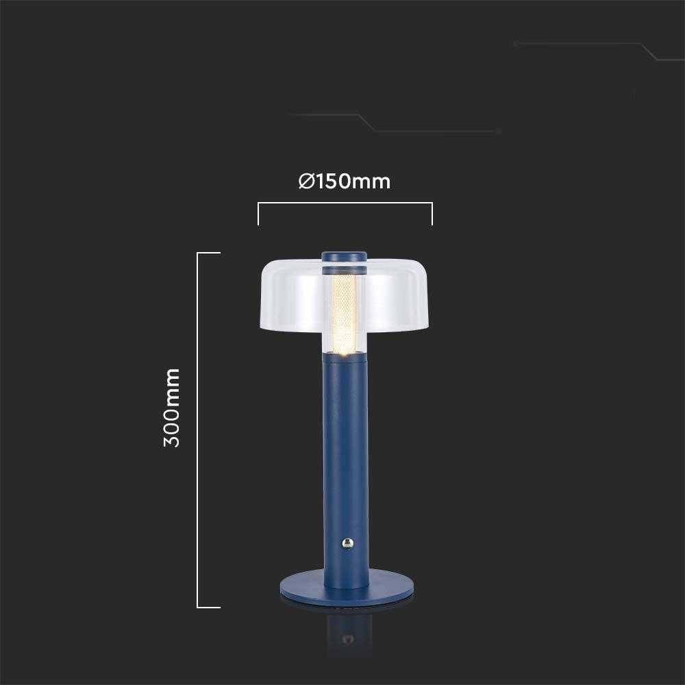 V-tac 1W LED įkraunamas stalinis šviestuvas, mėlynas, 3000K, dimeriuojamas