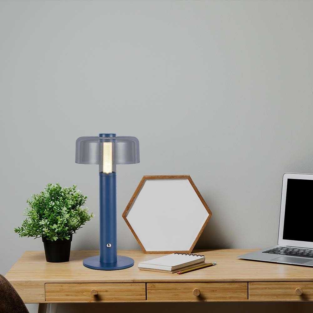 V-tac 1W LED įkraunamas stalinis šviestuvas, mėlynas, 3000K, dimeriuojamas