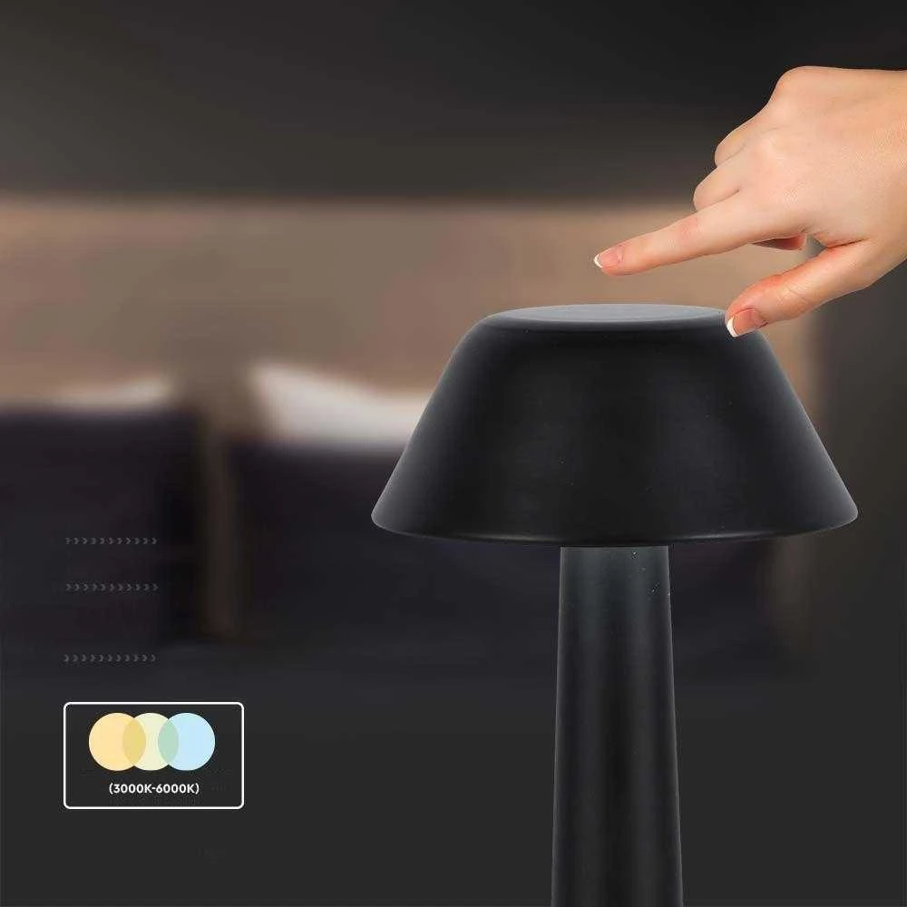 V-tac 1W LED įkraunamas stalo šviestuvas, juodas, 3000-6000K, dimeriuojamas
