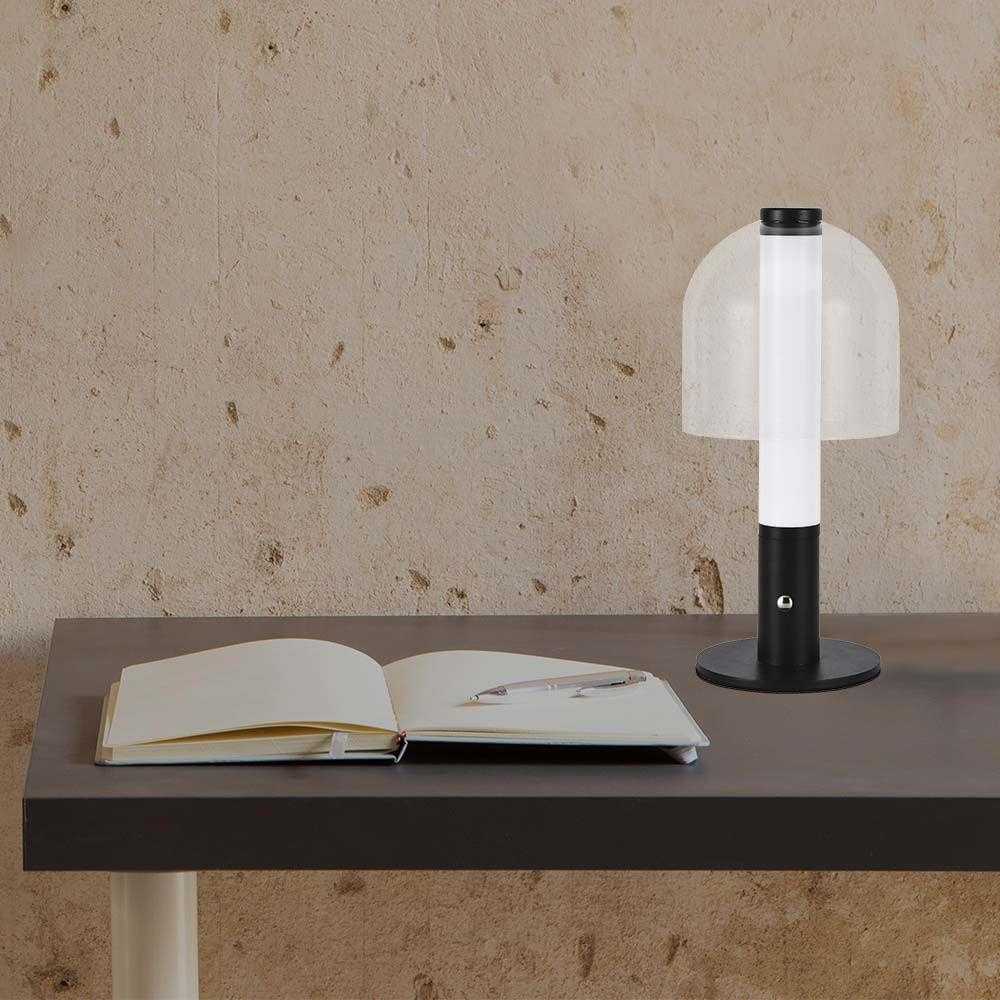 V-tac 2W LED įkraunamas stalinis šviestuvas, juodos sp./skaidrus, 3000/6000K, dimeriuojamas