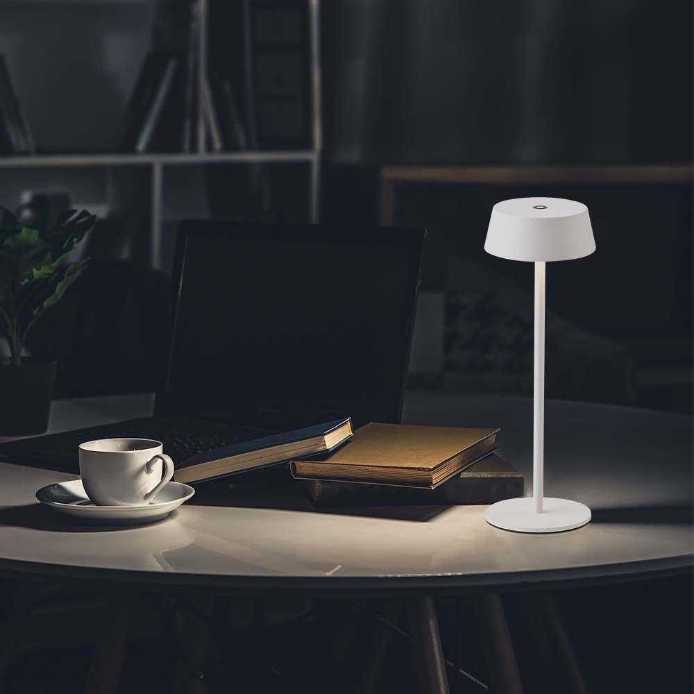 V-tac 2W LED įkraunamas stalinis šviestuvas, baltas, 3000K, dimeriuojamas