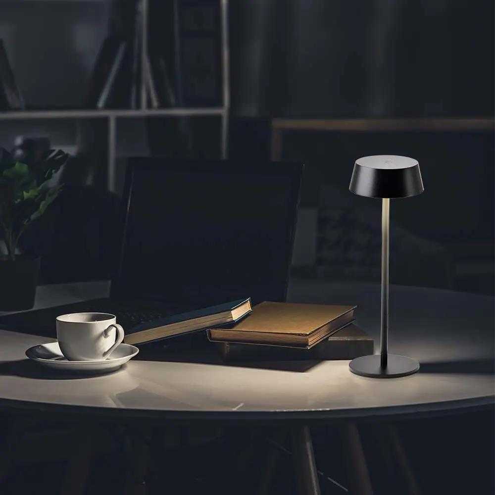 V-tac 2W LED įkraunamas stalinis šviestuvas, juodas, 3000K