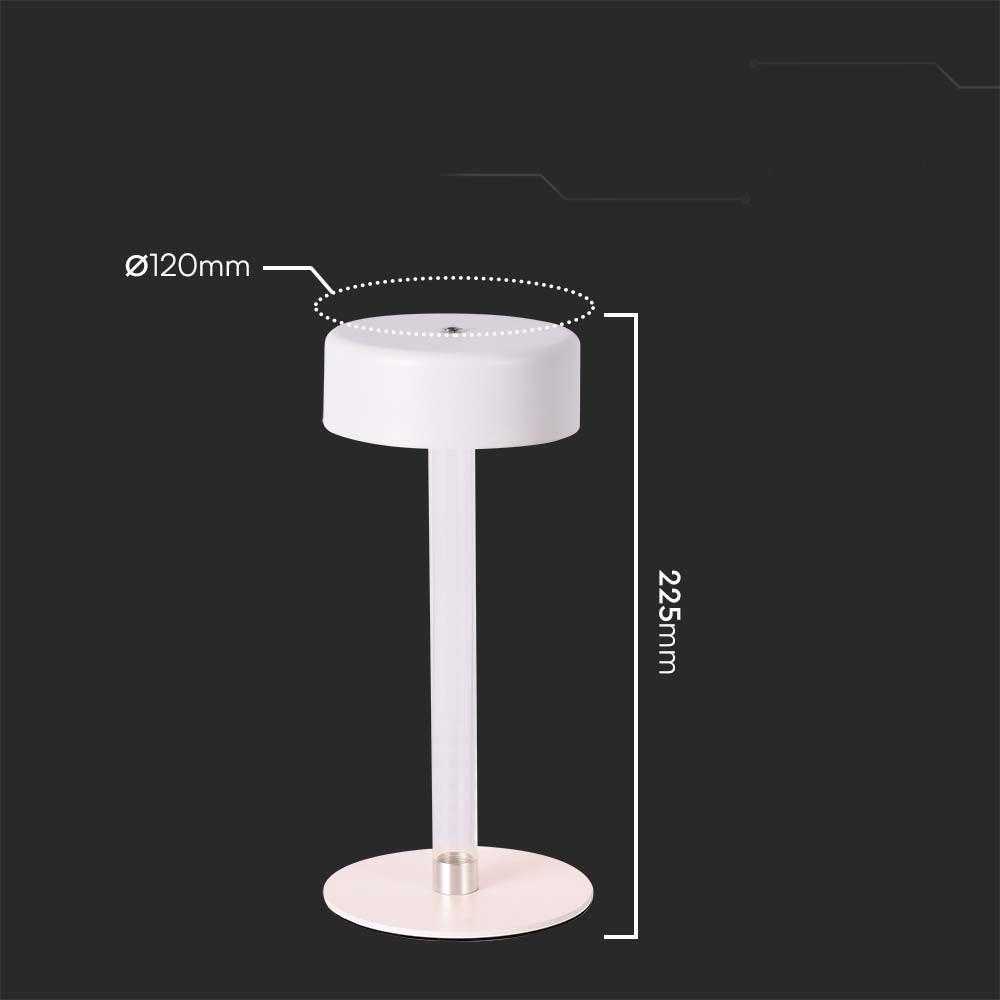 V-tac 3W LED įkraunamas stalo šviestuvas, baltas, 3000-6000K, dimeriuojamas