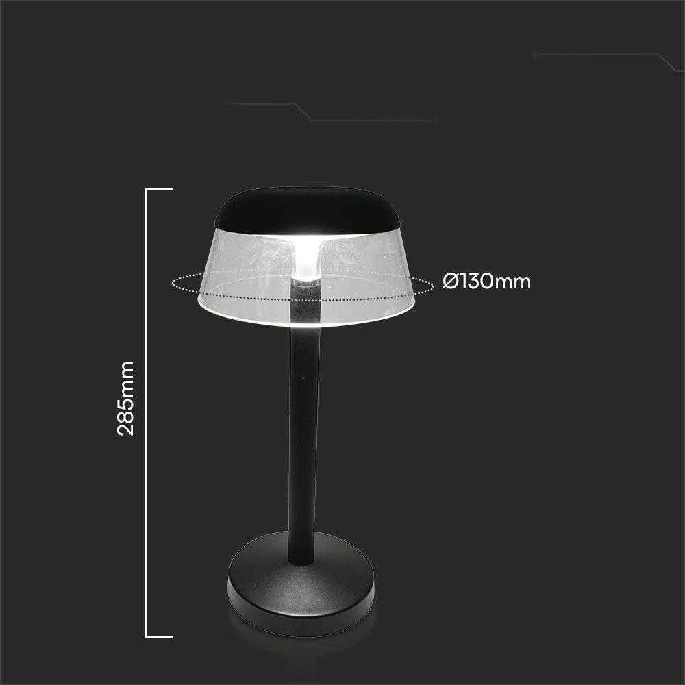 V-tac 3W LED įkraunamas stalo šviestuvas, juodas, 3000-6000K, dimeriuojamas