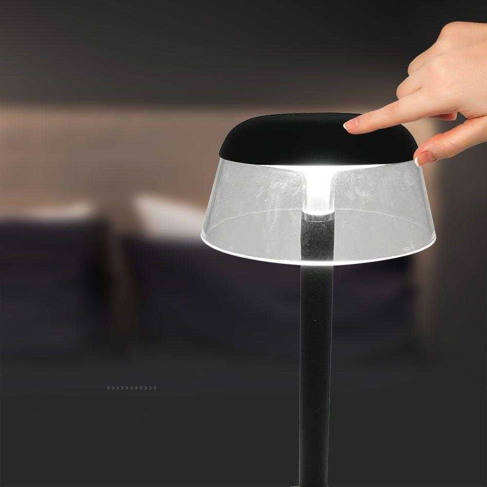V-tac 3W LED įkraunamas stalo šviestuvas, juodas, 3000-6000K, dimeriuojamas