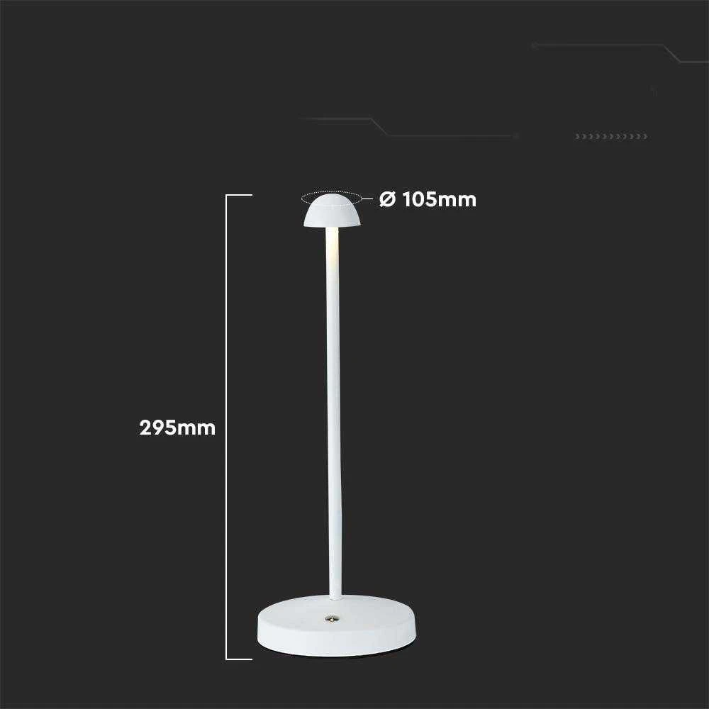 V-tac 3W LED įkraunamas stalinis šviestuvas, baltas, 3000/6000K, dimeriuojamas