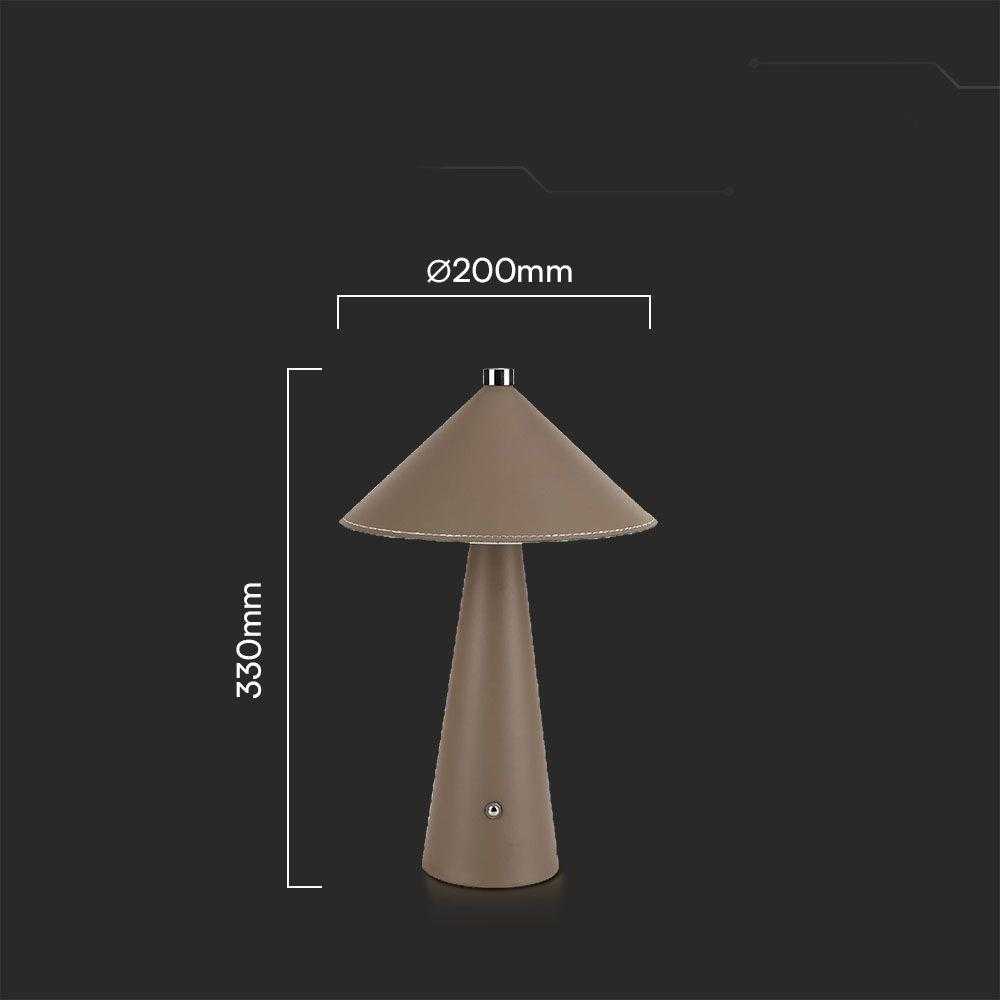 V-tac 3W LED įkraunamas stalo šviestuvas, rudas, 3000-6000K, dimeriuojamas