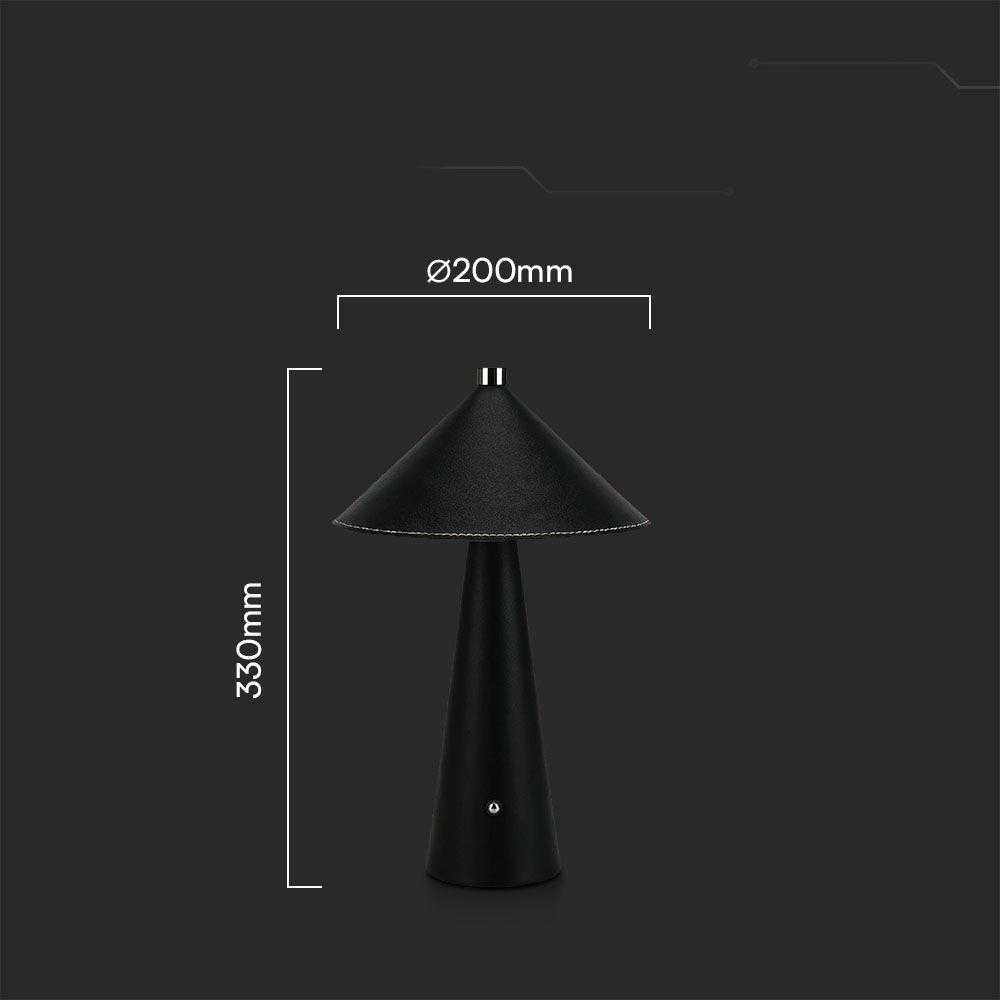 V-tac 3W LED įkraunamas stalo šviestuvas, juodas, 3000-6000K, dimeriuojamas