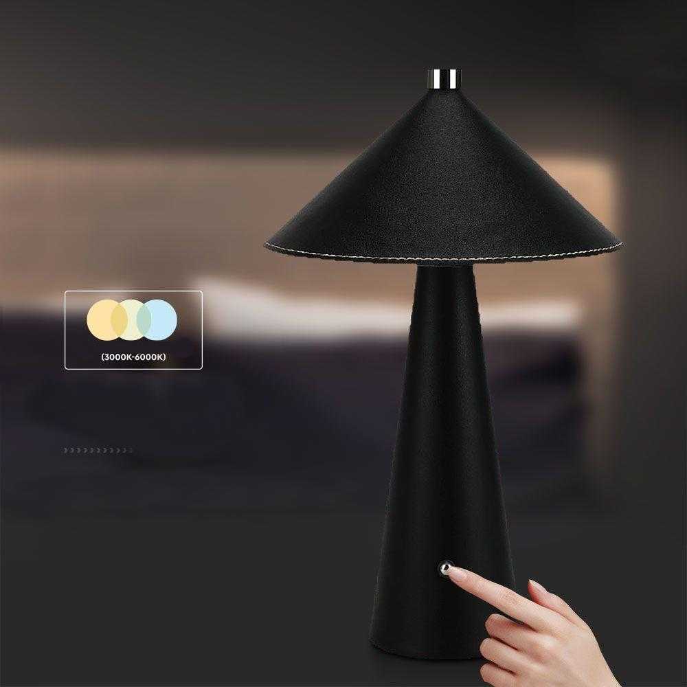 V-tac 3W LED įkraunamas stalo šviestuvas, juodas, 3000-6000K, dimeriuojamas
