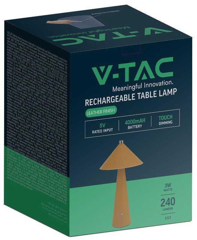 V-tac 3W LED įkraunamas stalo šviestuvas, geltonas, 3000-6000K, dimeriuojamas