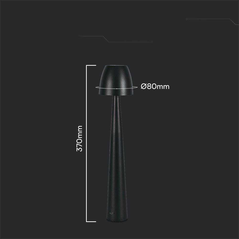 V-tac 3W LED įkraunamas stalo šviestuvas, juodas, 3000-6000K, dimeriuojamas