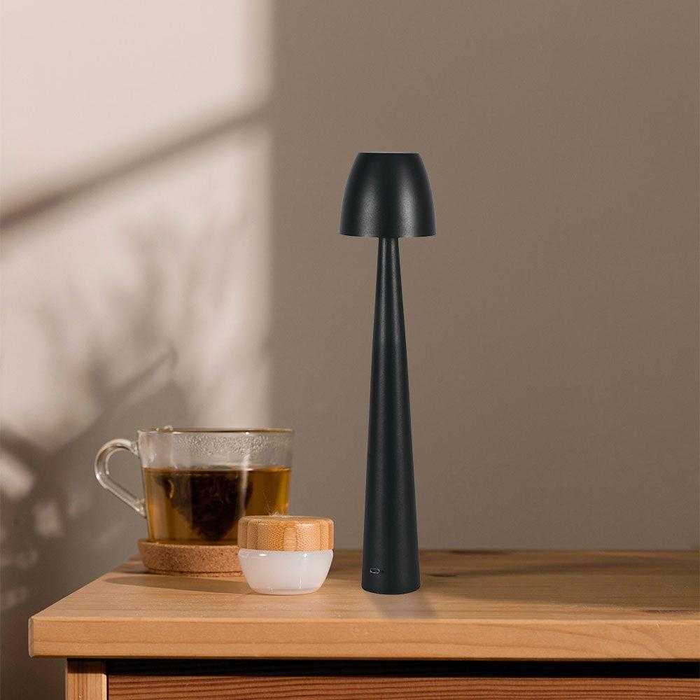 V-tac 3W LED įkraunamas stalo šviestuvas, juodas, 3000-6000K, dimeriuojamas