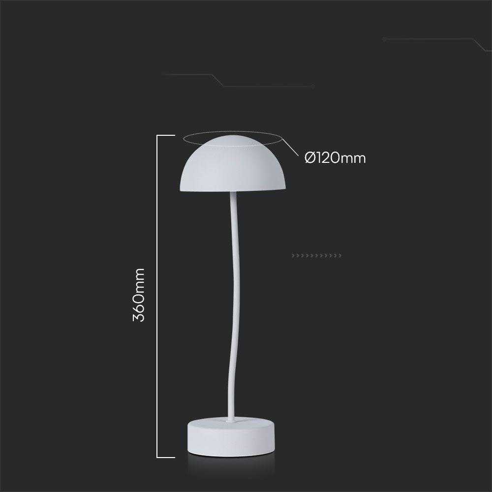 V-tac 3W LED įkraunamas stalo šviestuvas, baltas, 3000K, dimeriuojamas