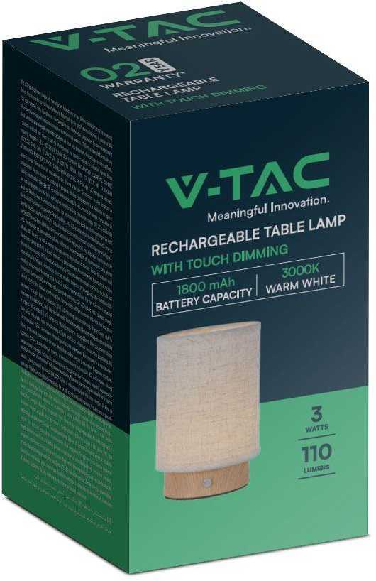 V-tac 3W LED įkraunamas stalo šviestuvas, smėlio sp., 3000K, dimeriuojamas