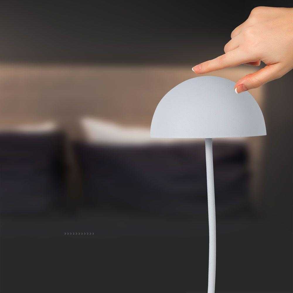 V-tac 3W LED įkraunamas stalo šviestuvas, baltas, 3000K, dimeriuojamas