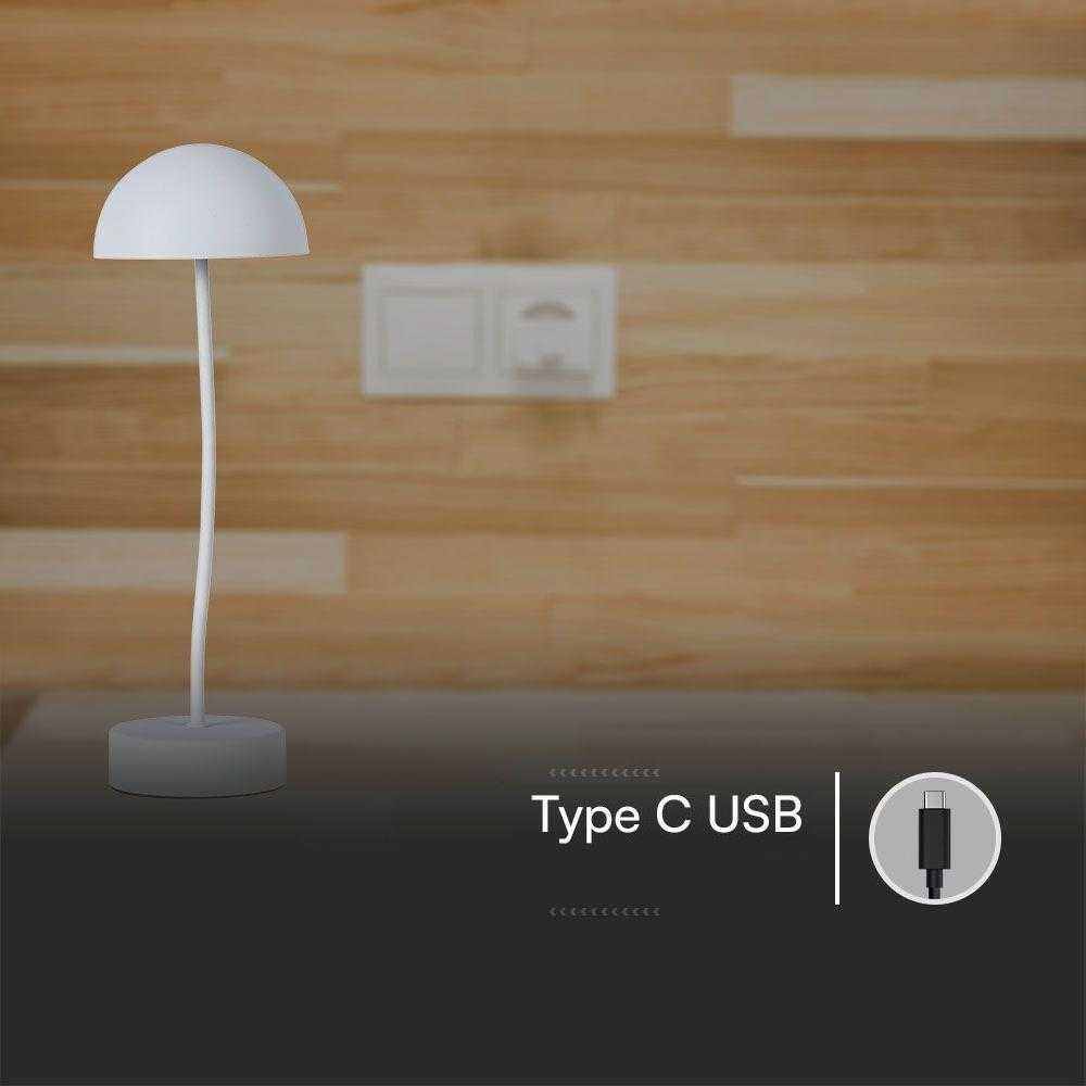 V-tac 3W LED įkraunamas stalo šviestuvas, baltas, 3000K, dimeriuojamas