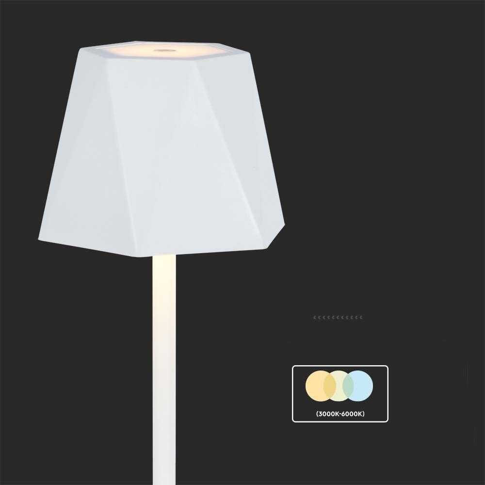 V-tac 1,5W LED įkraunamas stalo šviestuvas, baltas, 3000-6000K, dimeriuojamas