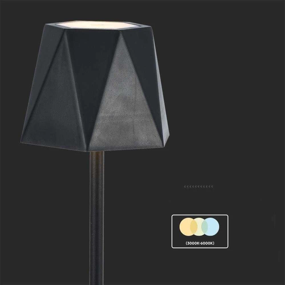 V-tac 1,5W LED įkraunamas stalo šviestuvas, juodas, 3000-6000K, dimeriuojamas