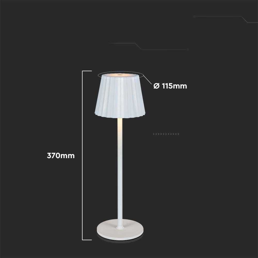 V-tac 1,5W LED įkraunamas stalo šviestuvas, baltas, 3000-6000K, dimeriuojamas
