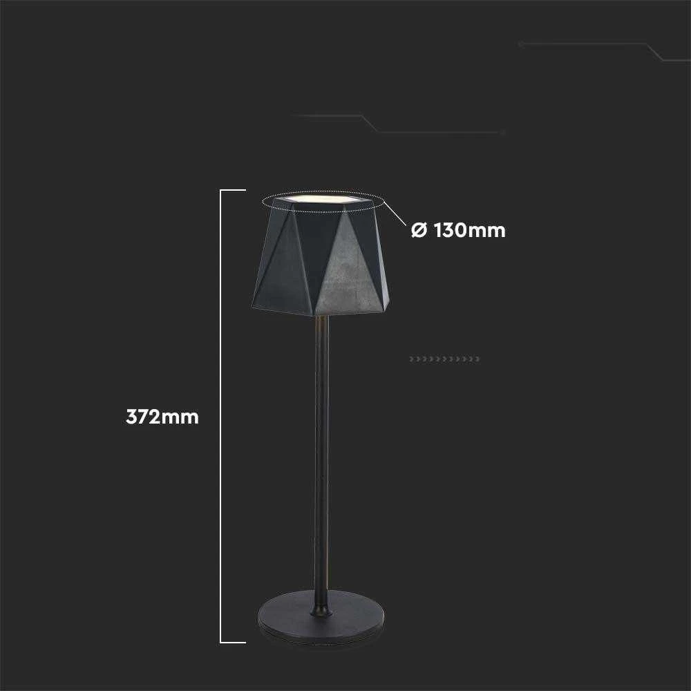 V-tac 1,5W LED įkraunamas stalo šviestuvas, juodas, 3000-6000K, dimeriuojamas