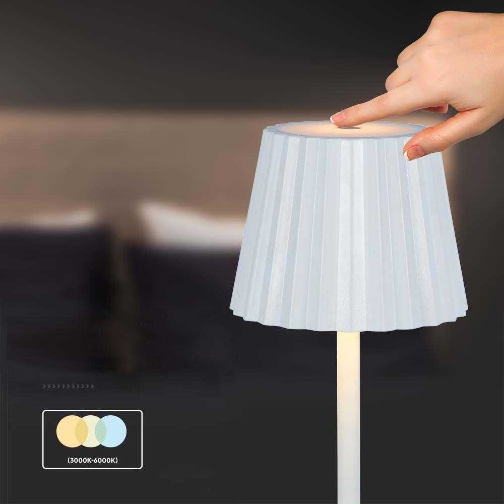 V-tac 1,5W LED įkraunamas stalo šviestuvas, baltas, 3000-6000K, dimeriuojamas