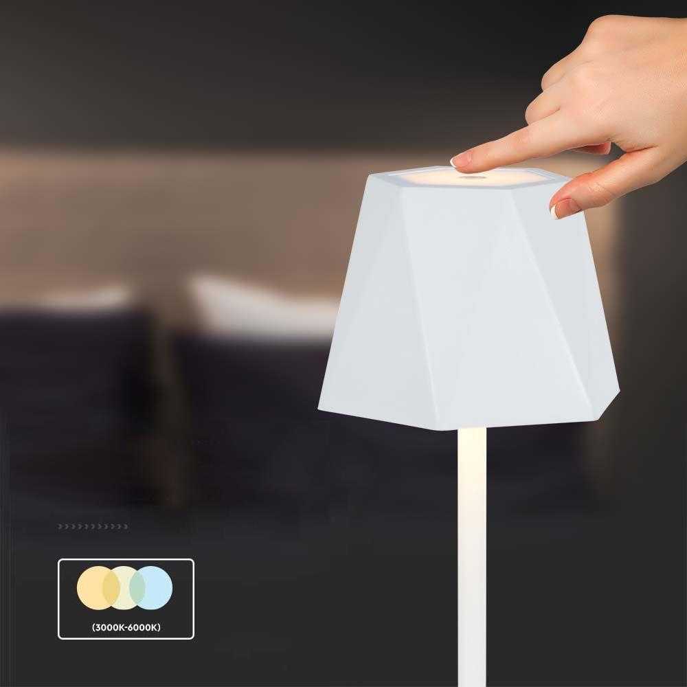 V-tac 1,5W LED įkraunamas stalo šviestuvas, baltas, 3000-6000K, dimeriuojamas