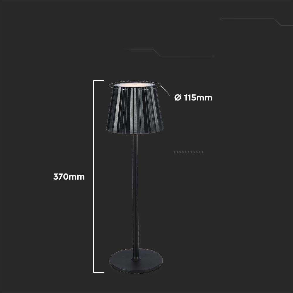 V-tac 1,5W LED įkraunamas stalo šviestuvas, juodas, 3000-6000K, dimeriuojamas