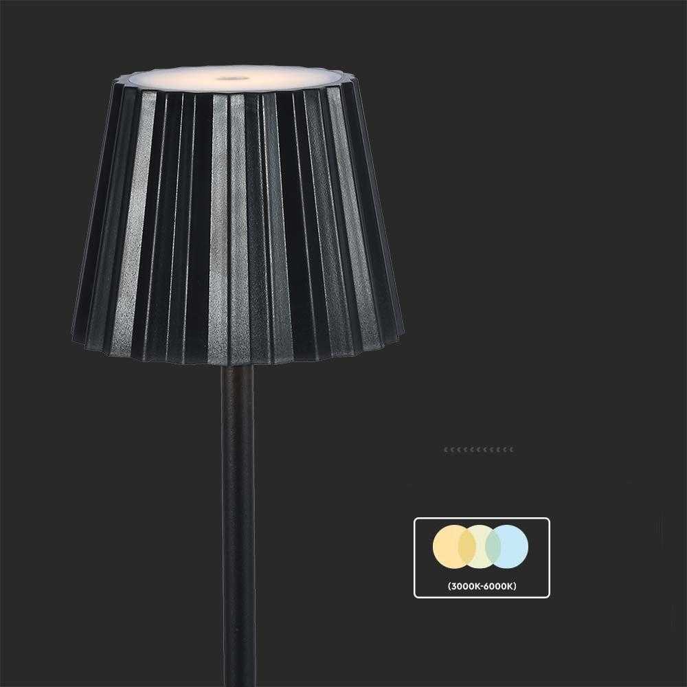 V-tac 1,5W LED įkraunamas stalo šviestuvas, juodas, 3000-6000K, dimeriuojamas