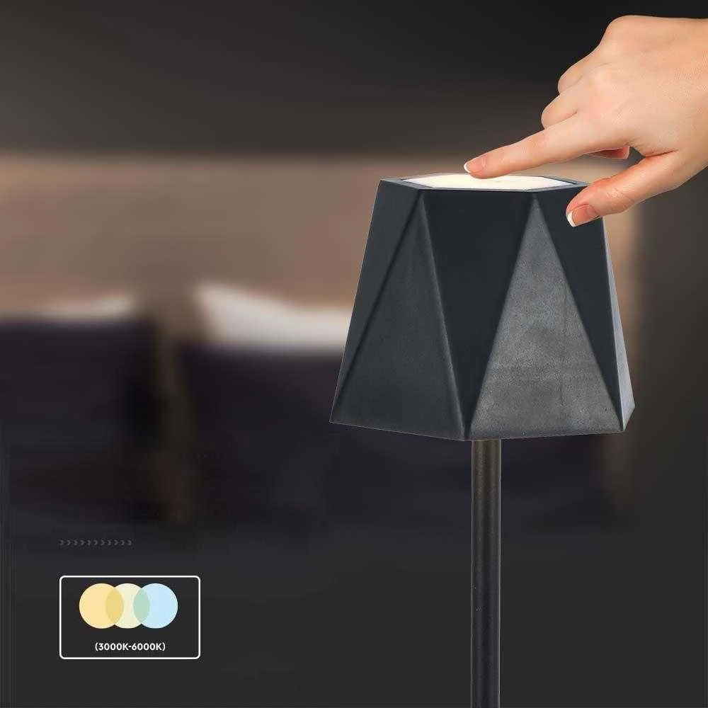 V-tac 1,5W LED įkraunamas stalo šviestuvas, juodas, 3000-6000K, dimeriuojamas