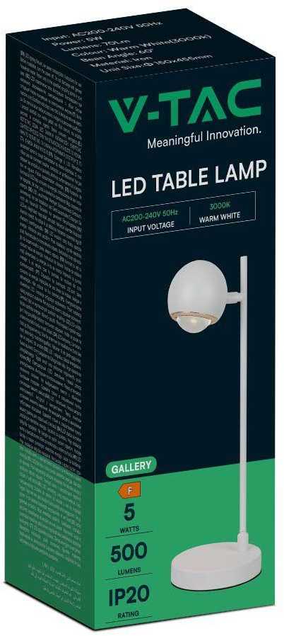 V-tac 5W LED stalo šviestuvas, baltas, 3000K