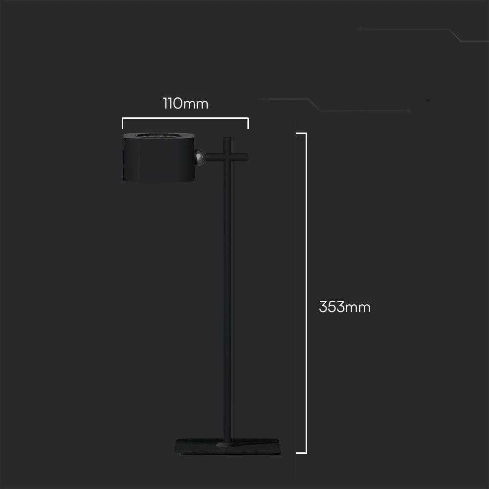 V-tac 3W LED įkraunamas stalo šviestuvas, juodas, 3000-6000K, dimeriuojamas