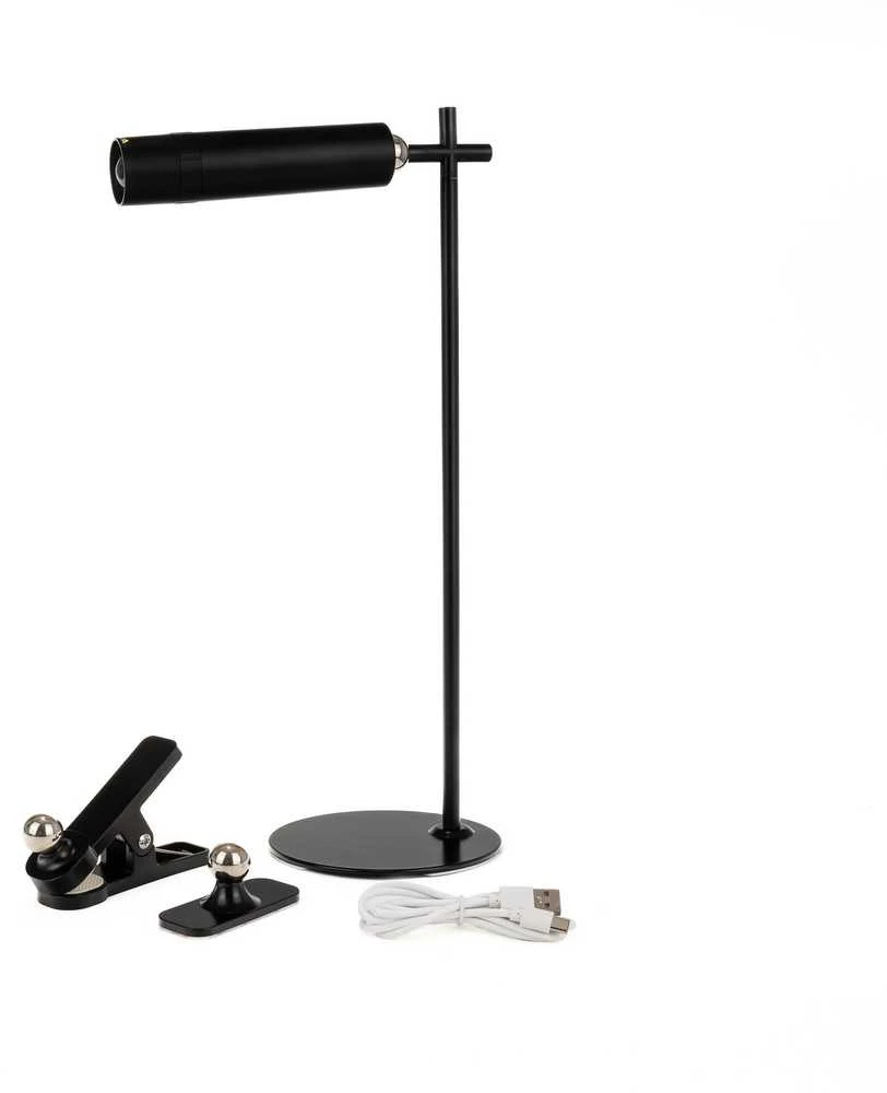 V-tac 3W LED įkraunamas magnetinis stalinis/sieninis šviestuvas, juodas, 4000K, dimeriuojamas