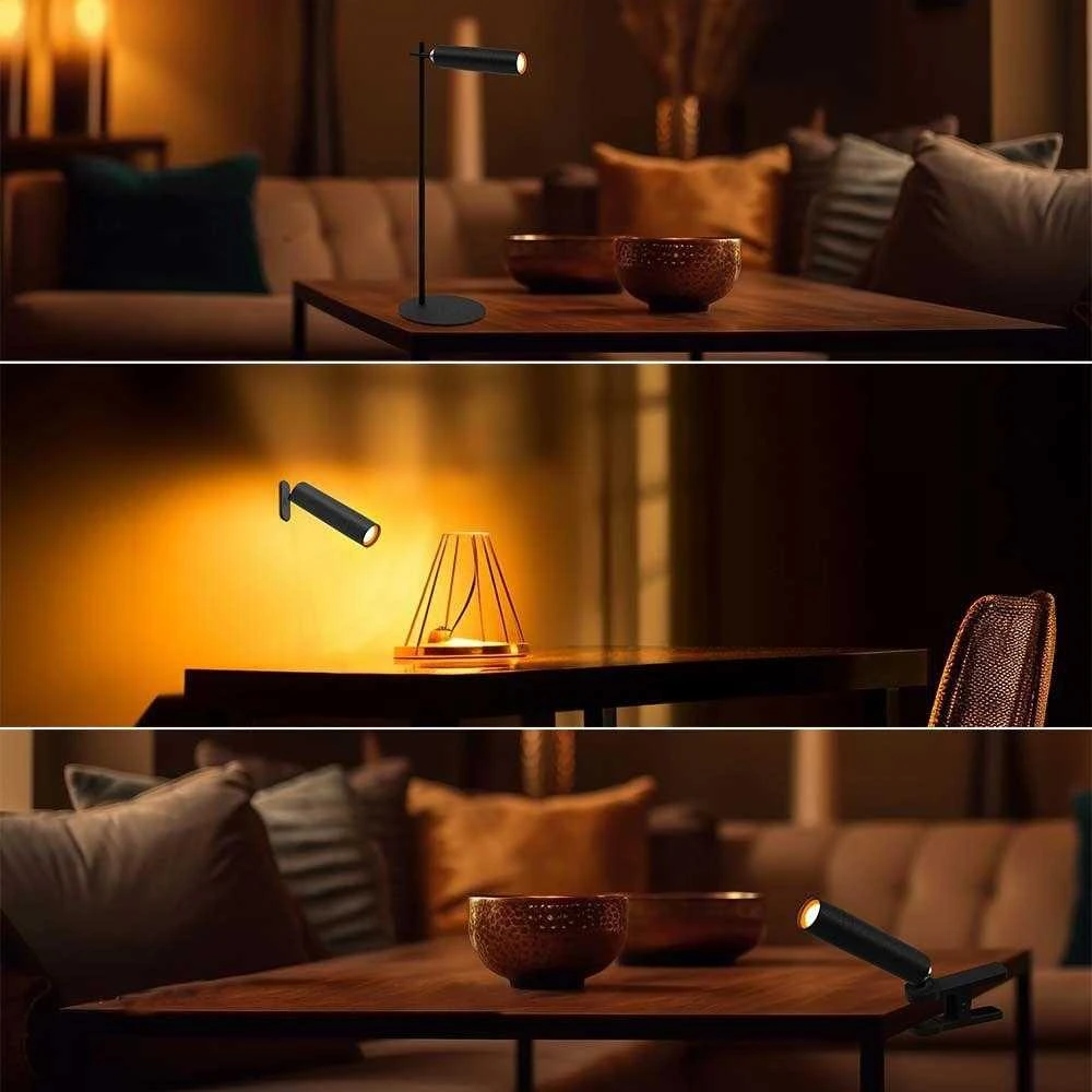 V-tac 3W LED įkraunamas magnetinis stalinis/sieninis šviestuvas, juodas, 4000K, dimeriuojamas