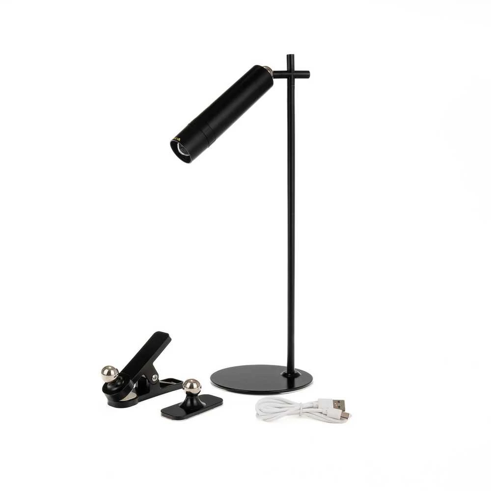 V-tac 3W LED įkraunamas magnetinis stalinis/sieninis šviestuvas, juodas, 4000K, dimeriuojamas
