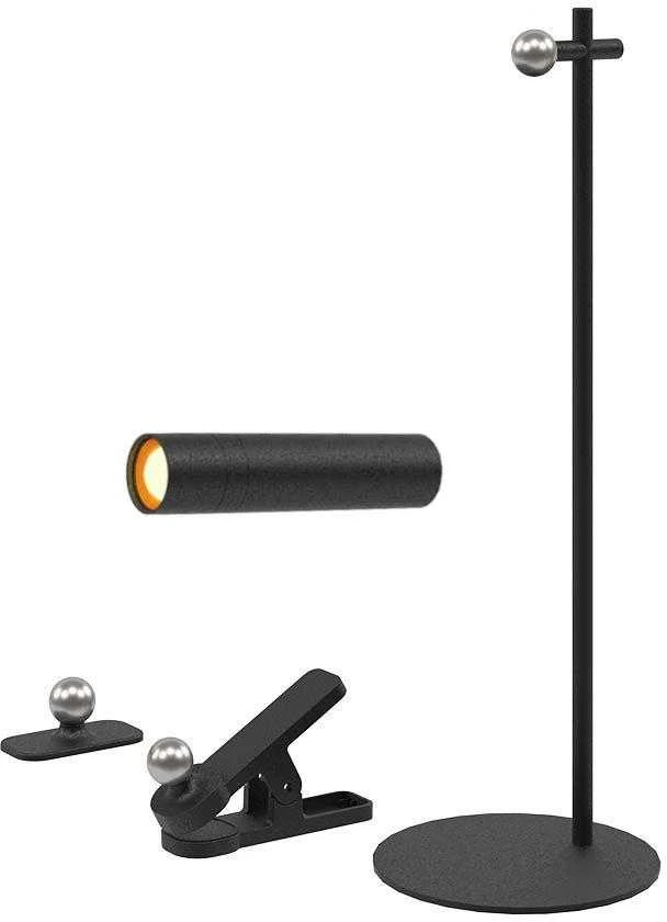 V-tac 3W LED įkraunamas magnetinis stalinis/sieninis šviestuvas, juodas, 4000K, dimeriuojamas