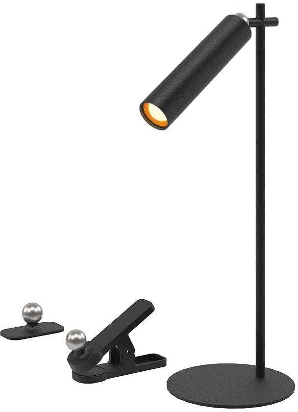V-tac 3W LED įkraunamas magnetinis stalinis/sieninis šviestuvas, juodas, 4000K, dimeriuojamas