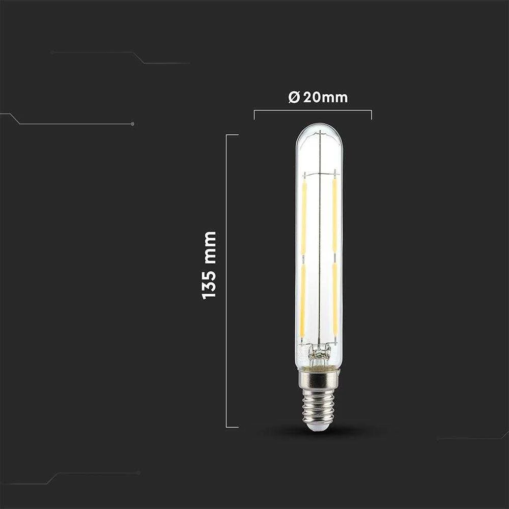 V-tac 4W LED lemputė, E14, T20, skaidriu stiklu, 6500K