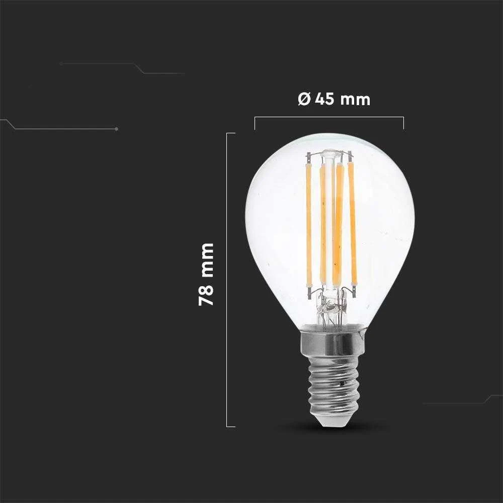 V-tac 4W LED filamentinė lemputė, E14, P45, 4000K