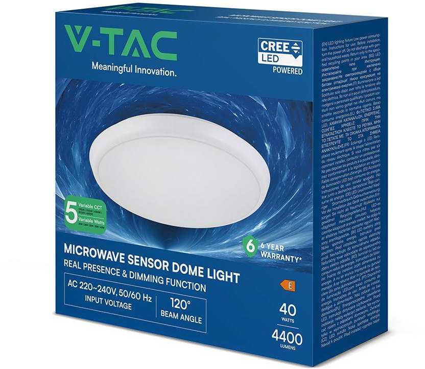 Lubinis šviestuvas 20/25/30/35/40W LED paviršinis šviestuvas, baltas, 2700K–6500K, su mikrobangų judesio davikliu, CREE LED chip