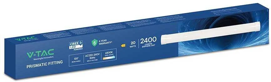 Lubinis šviestuvas V-tac 20W LED linijinis šviestuvas, 60cm, baltas, 6500K, CREE LED chip