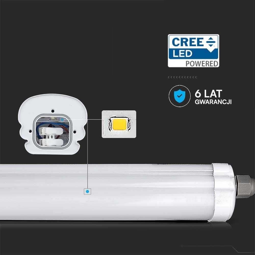 Lubinis šviestuvas V-tac 36W LED linijinis paviršinis šviestuvas G-SERIES, 120cm, baltas, 6500K, IP65, CREE LED chip
