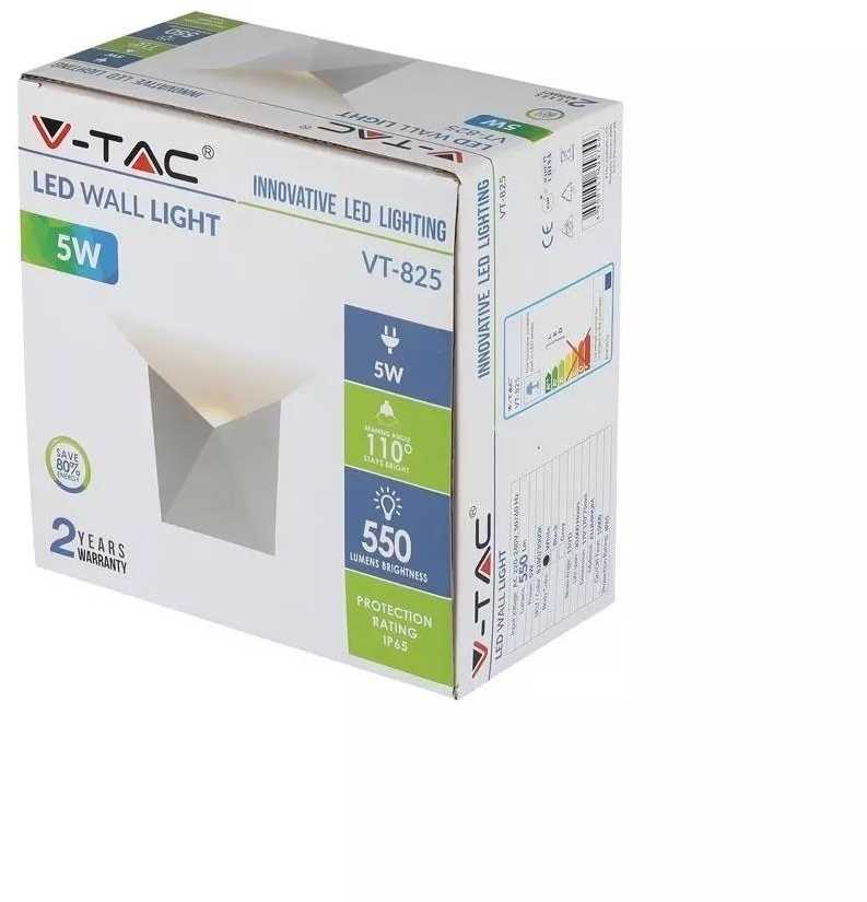 Sieninis šviestuvas V-tac 5W sieninis lauko šviestuvas, IP65, baltas, 4000K